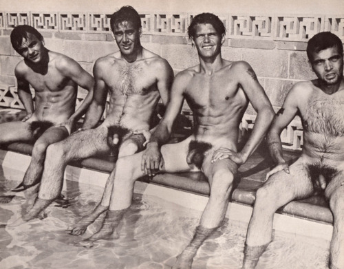 vintage nude male swimming